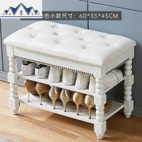 美式简约软坐垫实木换鞋凳储物家用口客厅鞋架穿鞋柜多功能 三维工匠收纳凳