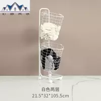 脏衣篮分隔多层衣服收纳家用铁艺带轮子胀衣口篓衣框筐收衣蓝匡 三维工匠收纳篮