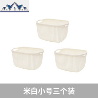 3个装收纳筐零食杂物客厅厨房浴室桌面收纳盒仿藤编塑料置物篮子 三维工匠收纳篮