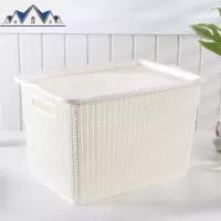 仿藤编收纳篮塑料收纳筐有盖储物篮镂空水果框子零食收纳盒整理 三维工匠