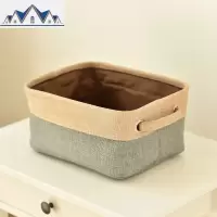 北欧ins麻质收纳篮桌面杂物整理箱化妆品零食置物筐遥控器储物盒 三维工匠