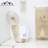 北欧铁艺家用大号带盖脏衣篮衣服收纳筐 欧式简约脏衣篓 三维工匠收纳篮