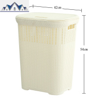 大号方形塑料仿藤编脏衣篮带盖洗衣篮脏衣服收纳筐脏衣篓收纳篮 三维工匠