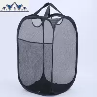 大号脏衣服收纳筐密网带侧袋加粗钢丝提手加固可折叠收纳篮脏衣桶 三维工匠