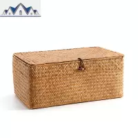 家好点编收纳篮 手工编织化妆品收纳盒储物箱 田园风杂物整理箱 三维工匠