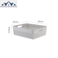 桌面收纳筐置物塑料小篮子衣服柜零食杂物化妆品蔬果整理仿藤编盒 三维工匠收纳篮