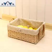 田园编收纳筐居家杂物盒子编织布艺整理箱桌面零食筐手提收纳篮 三维工匠