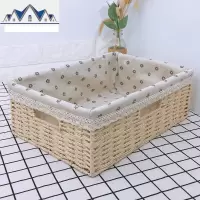编织收纳筐家用桌面钥匙篮玩具零食收纳盒杂物储物篮子藤编编框 三维工匠收纳篮