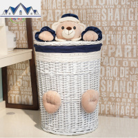 脏衣篮脏衣服藤编有盖洗衣篮篓卫生间浴室衣物玩具整理创意收纳筐 三维工匠收纳篮