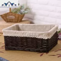 藤编储物盒柳编篮子收纳置物整理篮桌面零食杂物框编织布艺 三维工匠收纳篮