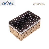 藤编收纳筐脏衣篮杂志手机化妆品零食收纳箱桌面收纳盒布艺收纳篮 三维工匠