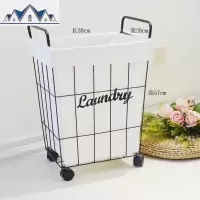 铁艺脏衣篮家用北欧ins金属脏衣服收纳筐带轮子浴室收纳桶脏衣篓 三维工匠收纳篮