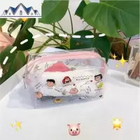 韩国透明防水化妆包女 便携ins风简约卡通大容量网红超火收纳包包 三维工匠
