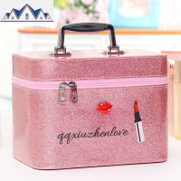 化妆包大容量手提化妆箱大小号可爱少女简约便携韩国方包收纳盒品 三维工匠收纳包