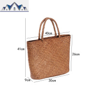 Kens编度假手提包 百搭手工编织收纳袋 夏季休闲复古手袋购物篮 三维工匠收纳包