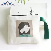 卫生巾收纳包简约便携随身学生可爱少女清新大容量手拿姨妈巾帆布 三维工匠
