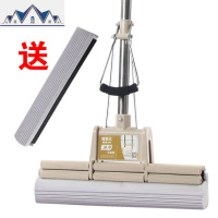 27cm滚轮式挤水胶棉墩布吸水拖把不锈钢杆海绵地拖拖布 三维工匠
