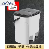垃圾分类垃圾桶家用商用厨房厨余干湿分离脚踏大号双色带盖垃圾箱 三维工匠