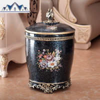 欧式非脚踏树脂垃圾桶家居创意客厅卫生间桌面收纳桶大号家用带盖 三维工匠