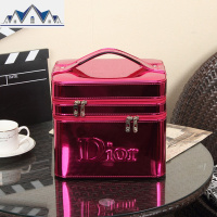 韩国简约大容量手提新款女便携ins风 超火化妆包2019收纳盒化妆箱 三维工匠收纳包