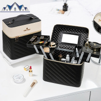 krey化妆包网红大容量ins风化妆品收纳盒女便携多功能手提化妆箱 三维工匠收纳包