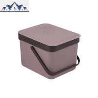 2017新款时尚简约厨房带盖垃圾桶纯色便携手提挂壁式一体垃圾筒 三维工匠