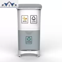 创意日式弹盖干湿垃圾分离分类垃圾桶家用厨房双层带盖分类桶 三维工匠