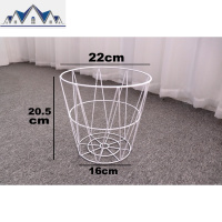 北欧风铁艺镂空简约拉圾筐废纸篓家用收纳脏衣篮金属垃圾筒 三维工匠垃圾桶