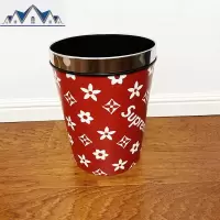 创意卡通可爱家用客厅厨房卧室卫生间垃圾桶无盖皮革防水潮流简约 三维工匠