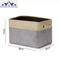美式简约拼色可折叠提手棉麻收纳箱脏衣篮玩具杂物整理收纳篮 三维工匠