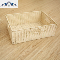 收纳筐编织桌面杂物零食收纳盒编篮子收纳框客厅储物藤编收纳篮 三维工匠