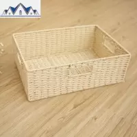 收纳筐编织桌面杂物零食收纳盒编篮子收纳框客厅储物藤编收纳篮 三维工匠