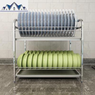 厨房置物架碗碟架304不锈钢双层沥水架晾放碗架碗筷收纳盒盘子架 三维工匠