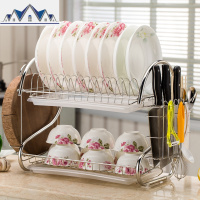 沥水架双层碗碟架厨房置物架控水架晾放碗筷收纳洗碗池置物 三维工匠