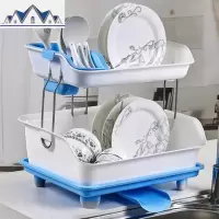 厨房双层沥水碗架2层置物架餐具碗筷收纳架盘碟塑料架多功能 三维工匠