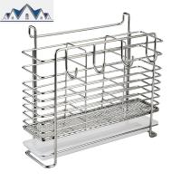 304不锈钢筷子筒筷子笼餐具笼/架带接水盘带挂钩碗架配件 三维工匠收纳层架