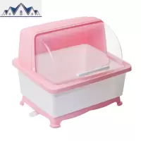 厨房晾碗架沥水架接水盘放碗凉碗控碗置碗滤碗双层带盖子塑料碗柜 三维工匠收纳层架