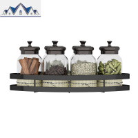 不锈钢厨房黑色盐糖调料架墙上转角免打孔壁挂式多层油盐酱醋收纳 三维工匠收纳层架