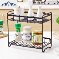 铁艺双层调料架 厨房台面落地置物架洗漱架落地厨具收纳架 三维工匠