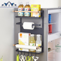 多功能厨房冰箱侧面置物架保鲜膜磁吸纸巾免打孔调味料壁挂储物架 三维工匠