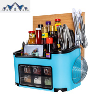 厨房置物架刀架落地塑料调味品调料架子油盐酱醋收纳储物架筷子盒 三维工匠