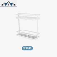 北欧铁艺厨房双层置物架调味料架子落地式家用收纳杂物储物架白色 三维工匠