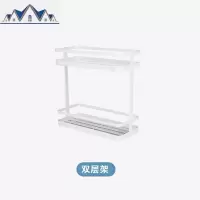 北欧铁艺厨房双层置物架调味料架子落地式家用收纳杂物储物架白色 三维工匠