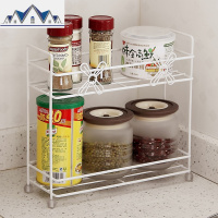小花双层迷你厨房架宽10CM 桌面调味品收纳架 创意铁艺白色置物架 三维工匠