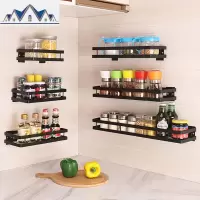 悬挂式调料架小型窄黑色作料架壁挂厨房调味品墙上免钉收纳多功能 三维工匠收纳层架