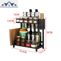 厨房置物架类调料北欧盐糖家用铁艺拐角三层三角灶台桌面刀架一体 三维工匠