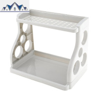 双层厨房置物架调味料收纳架刀架免打孔落地塑料用品用具调料整理 三维工匠