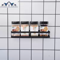 免打孔黑色不锈钢厨房置物架壁挂式墙上调味品收纳架调料架子挂架 三维工匠