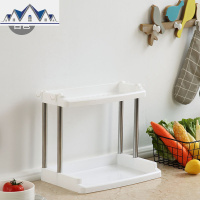 厨房置物架调料调味用品家用储物架免打孔落地2/3双层厨具收纳架 三维工匠