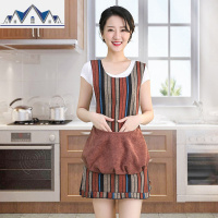 韩版时尚花边大口袋厨房防水罩衣围裙女小清新可爱家用做饭围腰 三维工匠